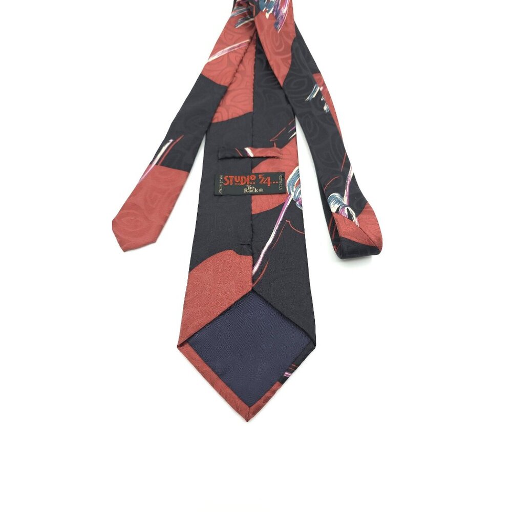 Vintage Studio 54 By RICO Necktie Men's Abstract Design Red & Black 100% Silk Ma